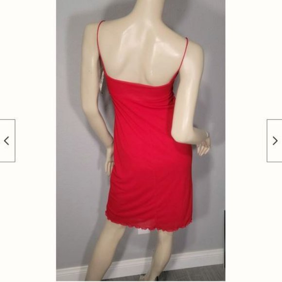 NWT Laundry Shelli Segal Red Ruffle Stretchy Slip Dress 2 - Picture 4 of 8